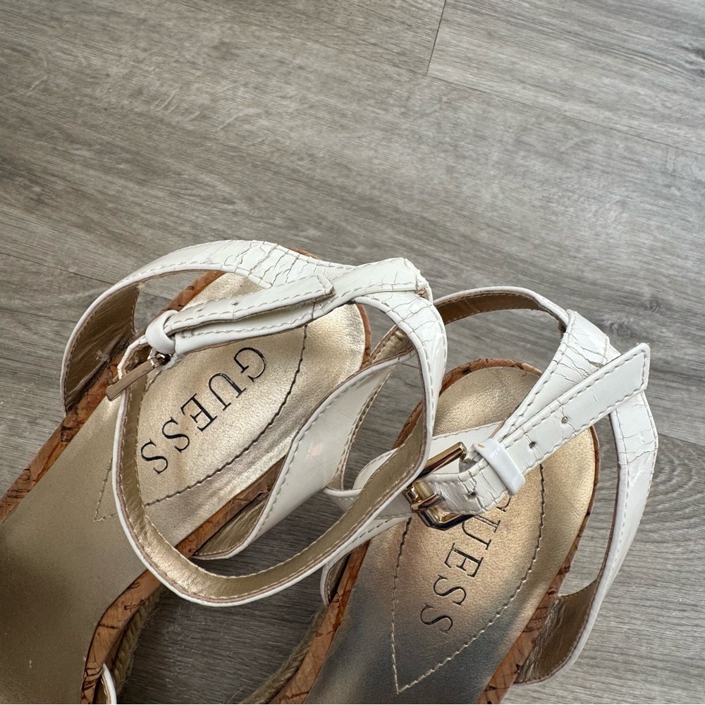 Women's White Guess Wedge Sandals - Picture 3 of 4